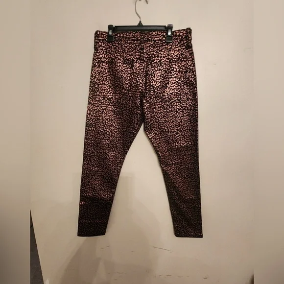 Banana Republic midrise skinny metallic leopard jean black copper Size 27 short - Picture 4 of 6